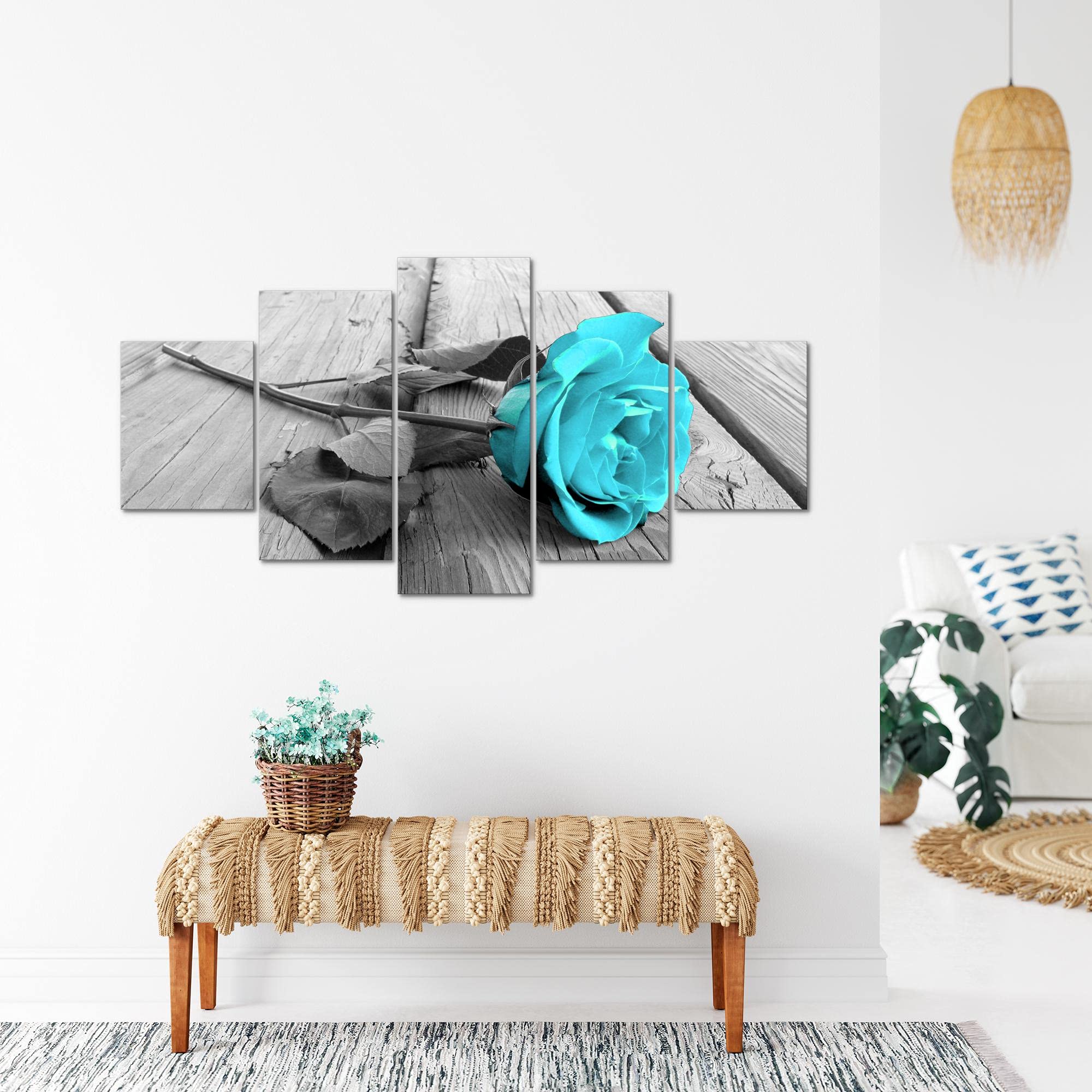 Runa Art - 204451c XXL Picture Roses Flowers 200 x 100 cm 5 Parts